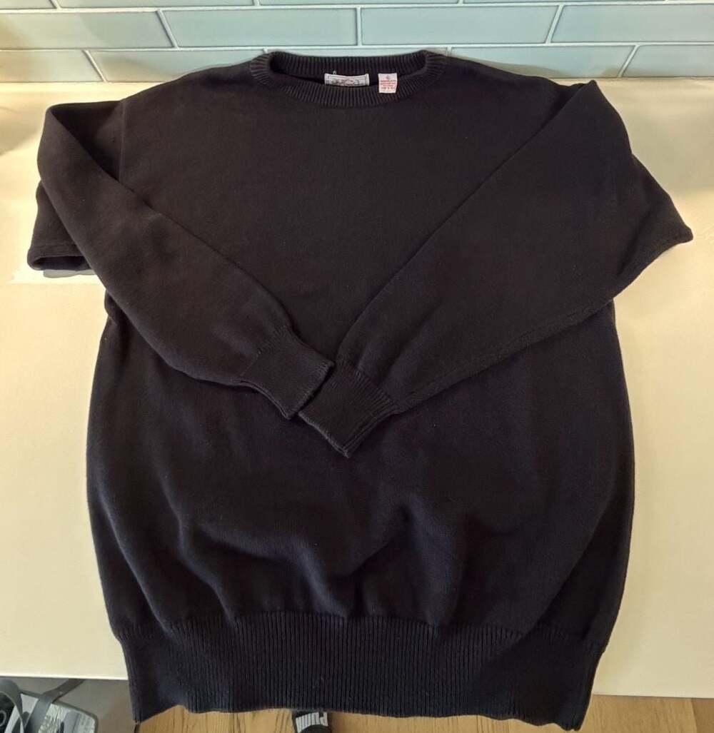 Aurea Vintage 90s Black Combed Cotton Crewneck Sweater Size XL